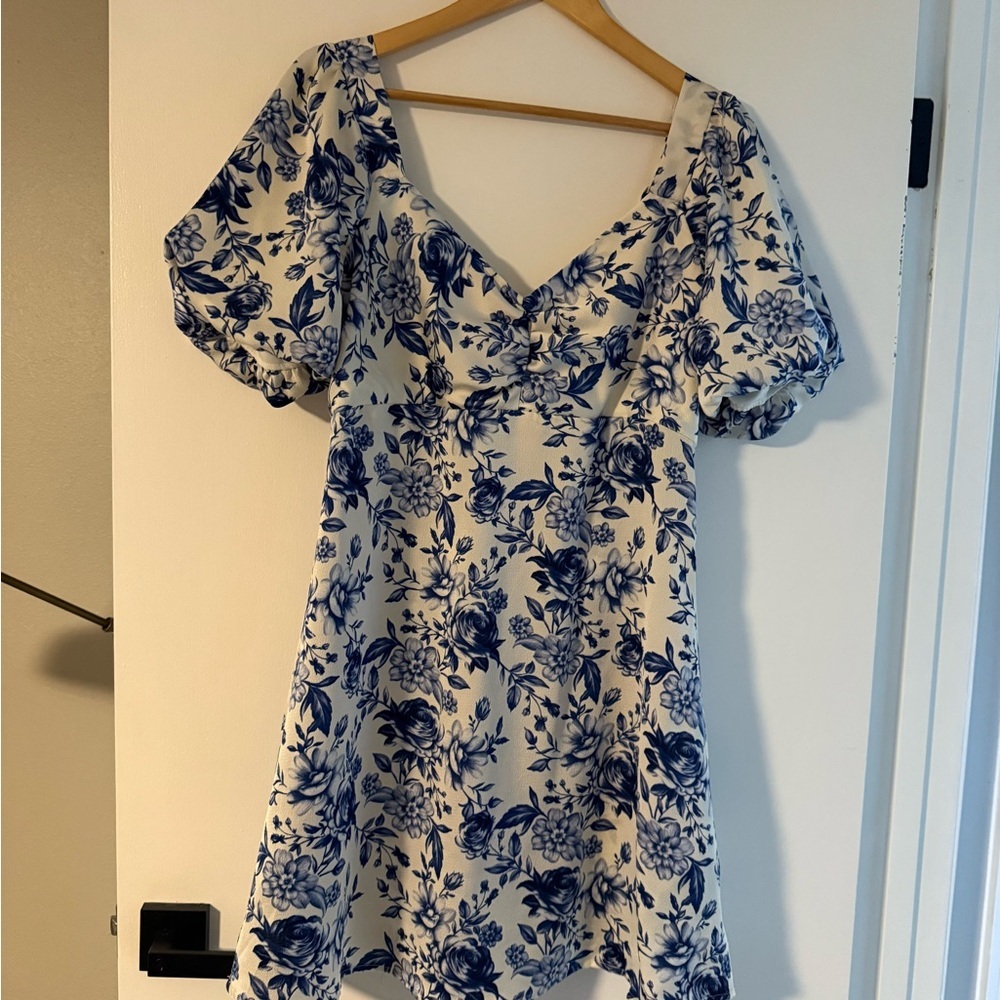 Floral Blue and White Dress